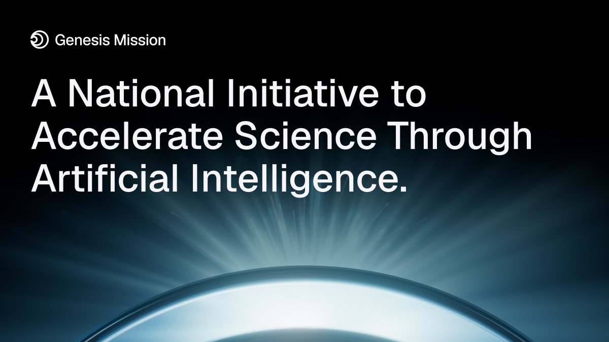 rainbowtrailr's tweet card. A National Initiative to Accelerate Science Through AI. Genesis Mission is a national initiative to build the world's most powerful scientific platform to accelerate discovery science, strengthen...