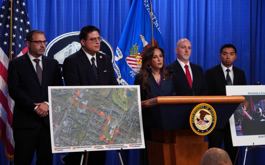 AAGDhillon's tweet card. The US Department of Justice filed a civil complaint Monday against anti-Israel demonstrators and groups who staged a rally outside a synagogue in New Jersey last year, charging them with civil...