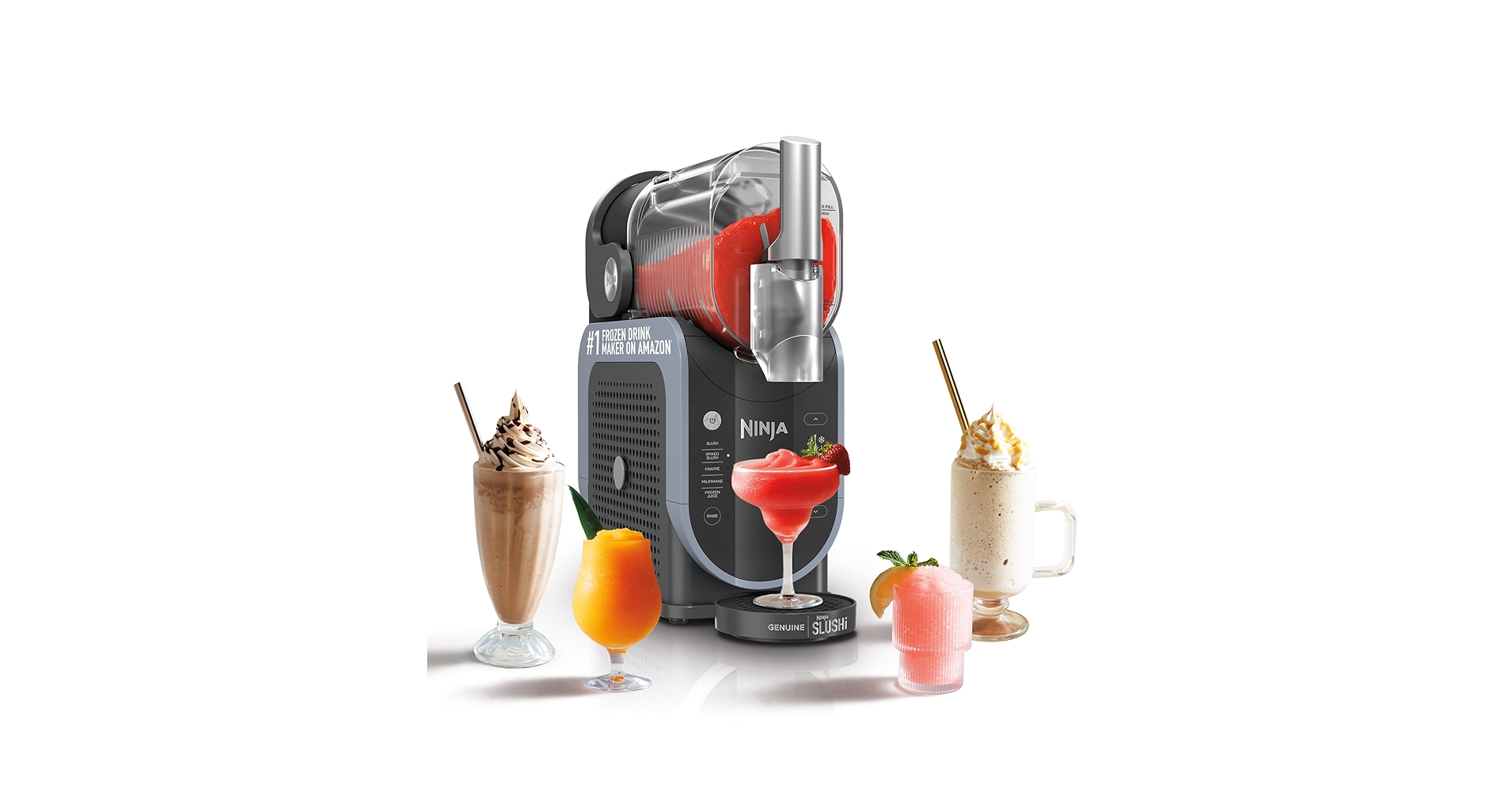 Reubens65798620's tweet card. The Ninja SLUSHi Professional Frozen Drink Maker is the easiest way to make frozen drinks at home. No ice needed, no blending, no hassles. Create tons of drinks with as few as one ingredient. Premium...