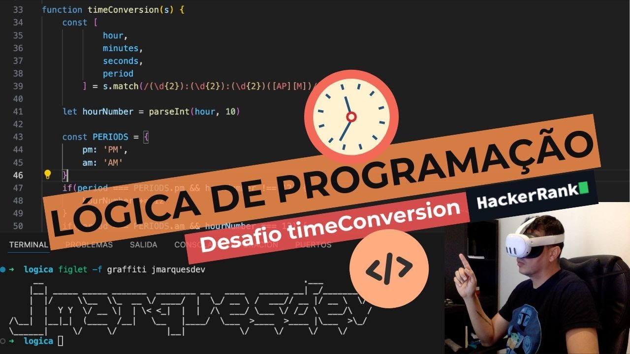 juniomarques_'s tweet card. LÓGICA DE PROGRAMAÇÃO: Desafio Conversão de Tempo - JAVASCRIPT