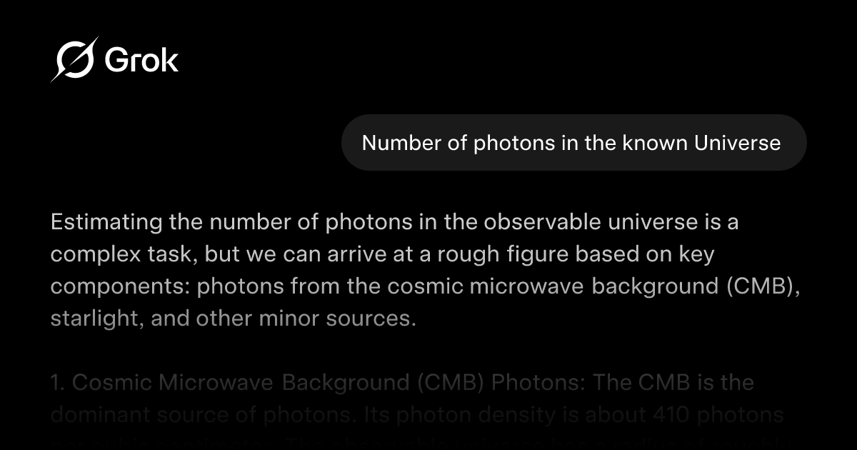 elonmusk's tweet card. Number of photons in the known Universe