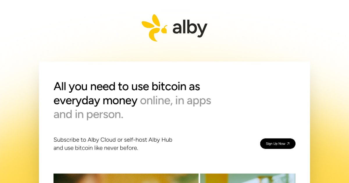 foskitron's tweet card. Alby offers open-source wallets and tools for using Bitcoin as everyday money online, in apps, and in person. Try Alby Cloud or self-host Alby Hub.