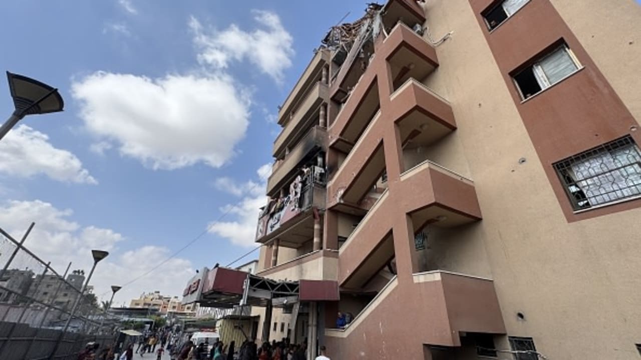 Jerusalem_Post's tweet card. Khan Yunis's Nasser Hospital was probably shelled, but there remains some dispute regarding what the target was.