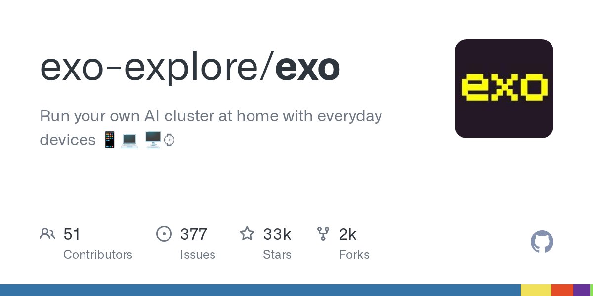 t_kis's tweet card. Run your own AI cluster at home with everyday devices 📱💻 🖥️⌚ - exo-explore/exo