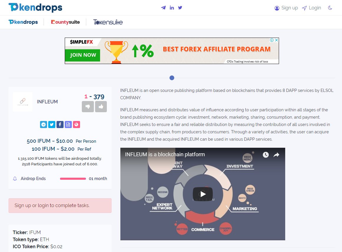 infleum's tweet card. Elsol Company (CEO Choi Joon-ho) began the first round of airdrop campaigns for INFLEUM, Elsol’s new brand publishing platform in…