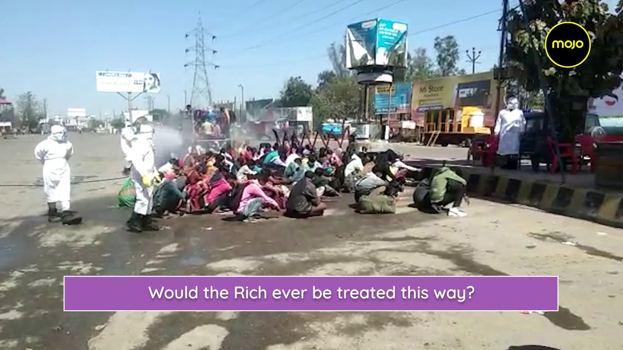 BDUTT's tweet card. Migrant workers herded together like cattle & 'disinfected' with...