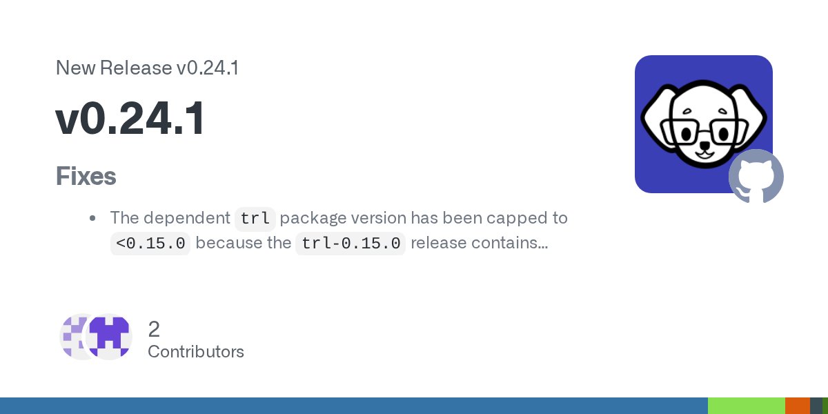 InstructLab's tweet card. Fixes The dependent trl package version has been capped to <0.15.0 because the trl-0.15.0 release contains breaking changes that instructlab is not ready to consume The only broken HuggingFace ...