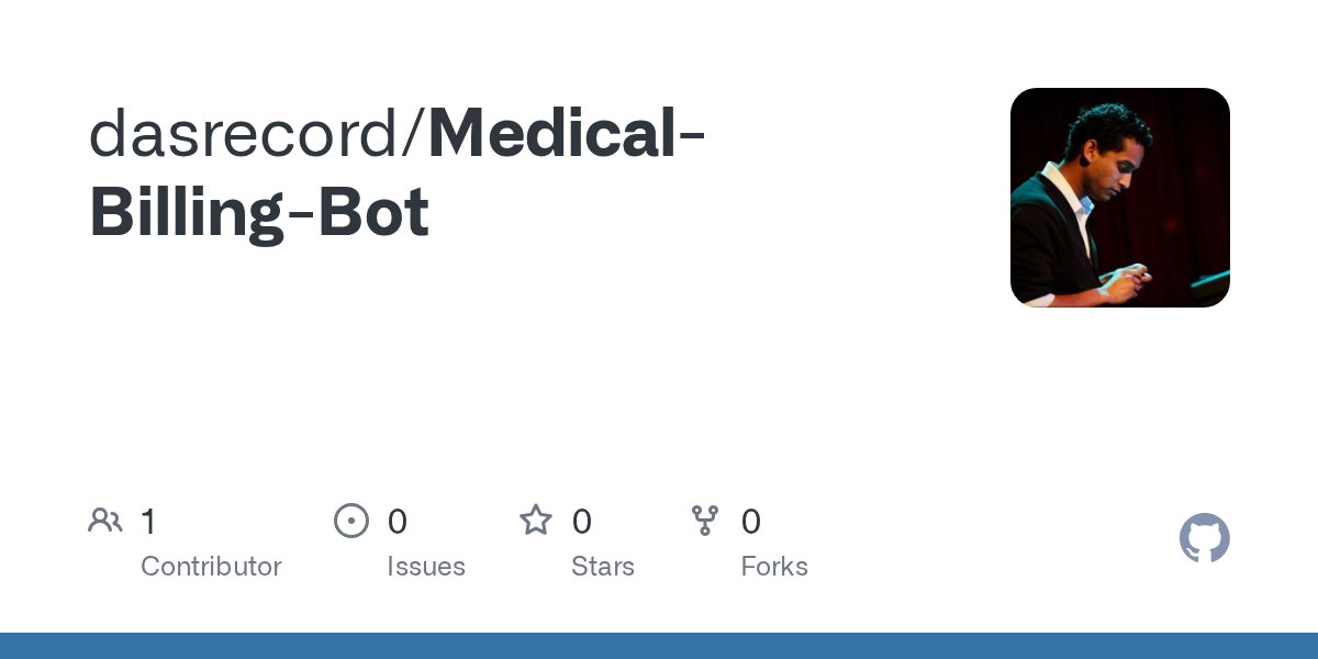 dasrecord's tweet card. Contribute to dasrecord/Medical-Billing-Bot development by creating an account on GitHub.