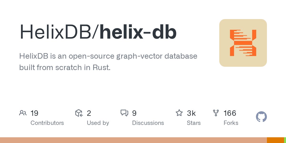nikivdev's tweet card. HelixDB is an open-source graph-vector database built from scratch in Rust. - HelixDB/helix-db