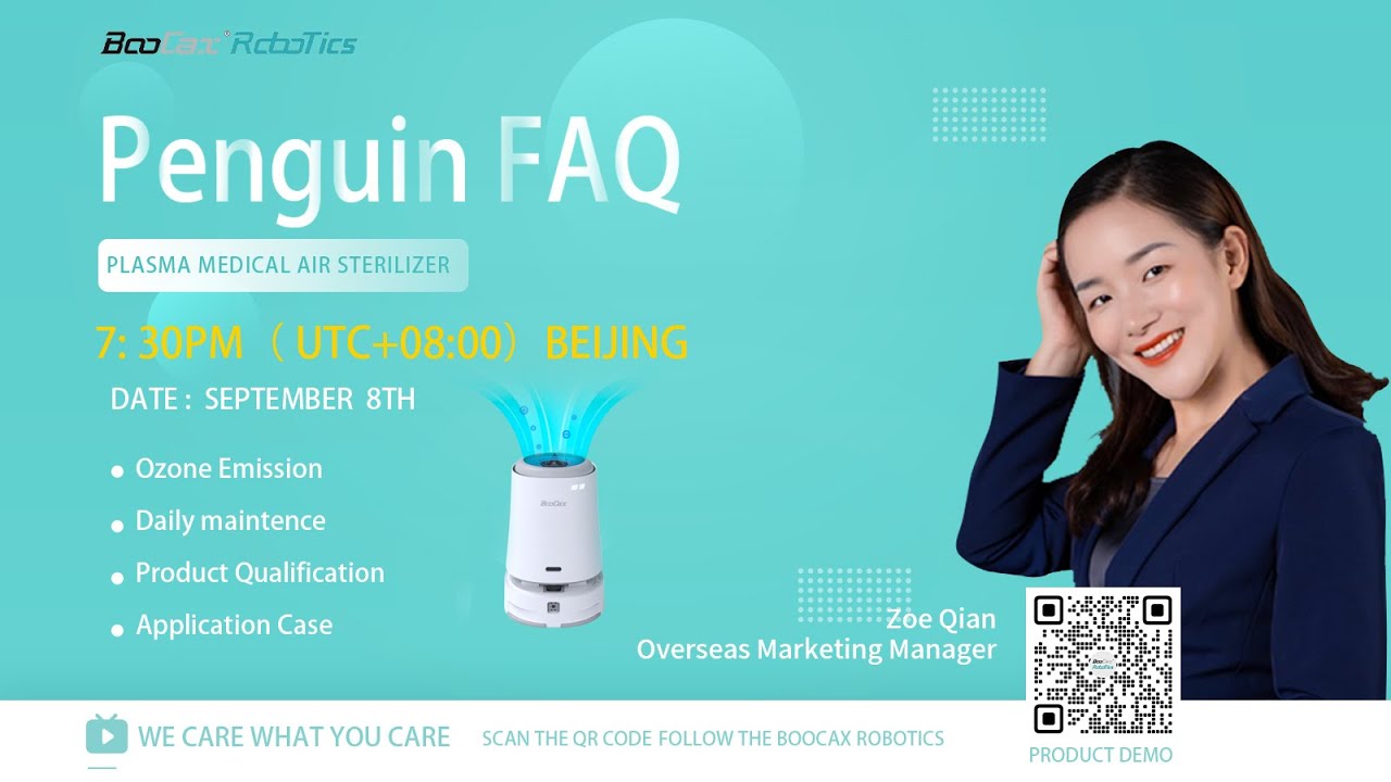 BoocaxRobotics's tweet card. FAQ | Penguin Plasma Air Sterilizing Robot