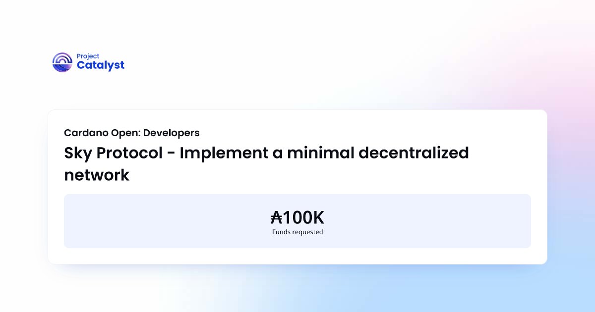 SkyProtocolOrg's tweet card. We propose to build a scalable Gossip Protocol for our Data Availability Layer, Sky Protocol on Cardano