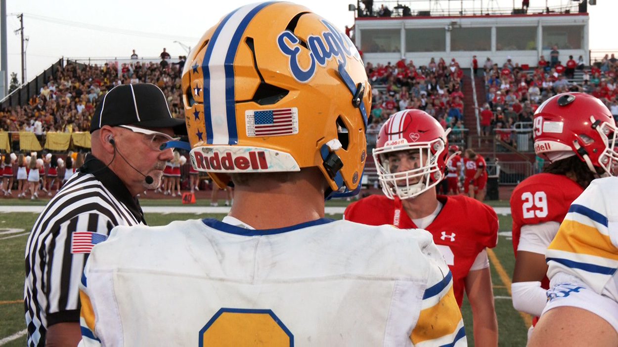 NCTV17's tweet card. It's a Naperville Central defensive battle against Sandburg football and both teams keep the score close until the final moments of the game.