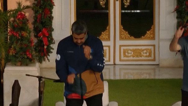 FoxNews's tweet card. Nicolás Maduro dances to electronic remix of his peace speeches while US warships patrol Venezuelan coast in escalating diplomatic standoff with America.