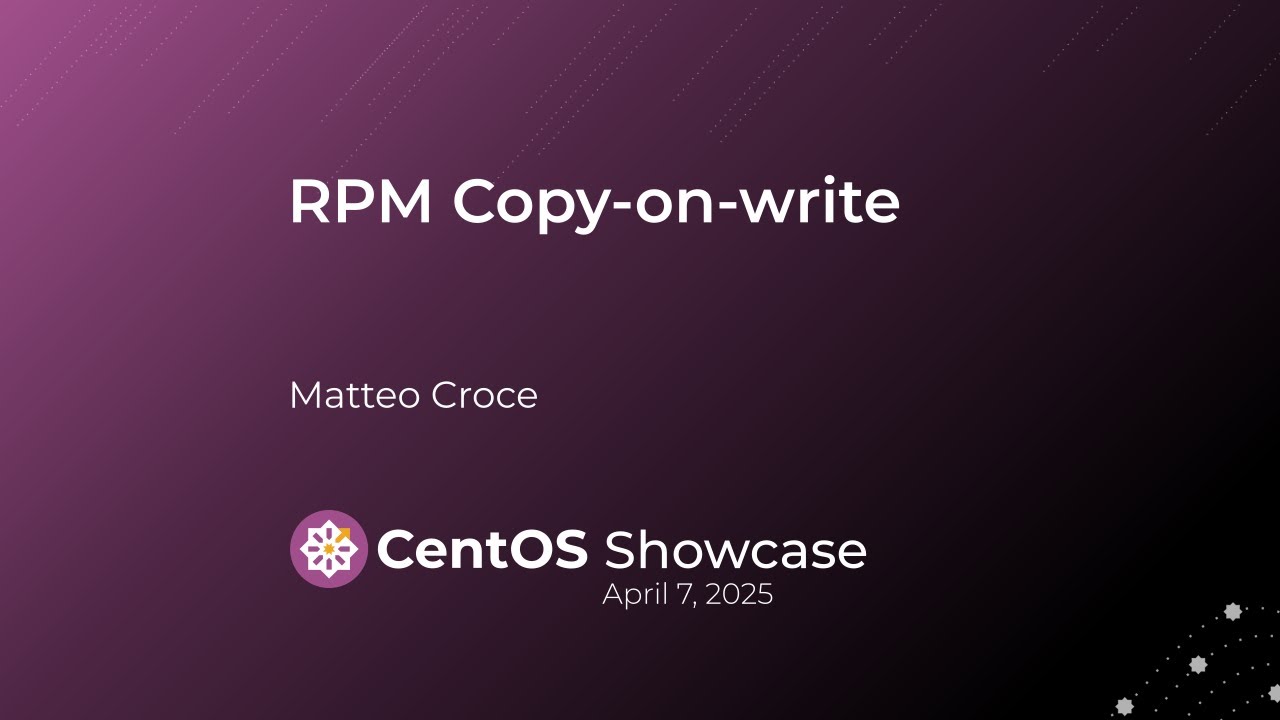 CentOS's tweet card. RPM Copy-on-write