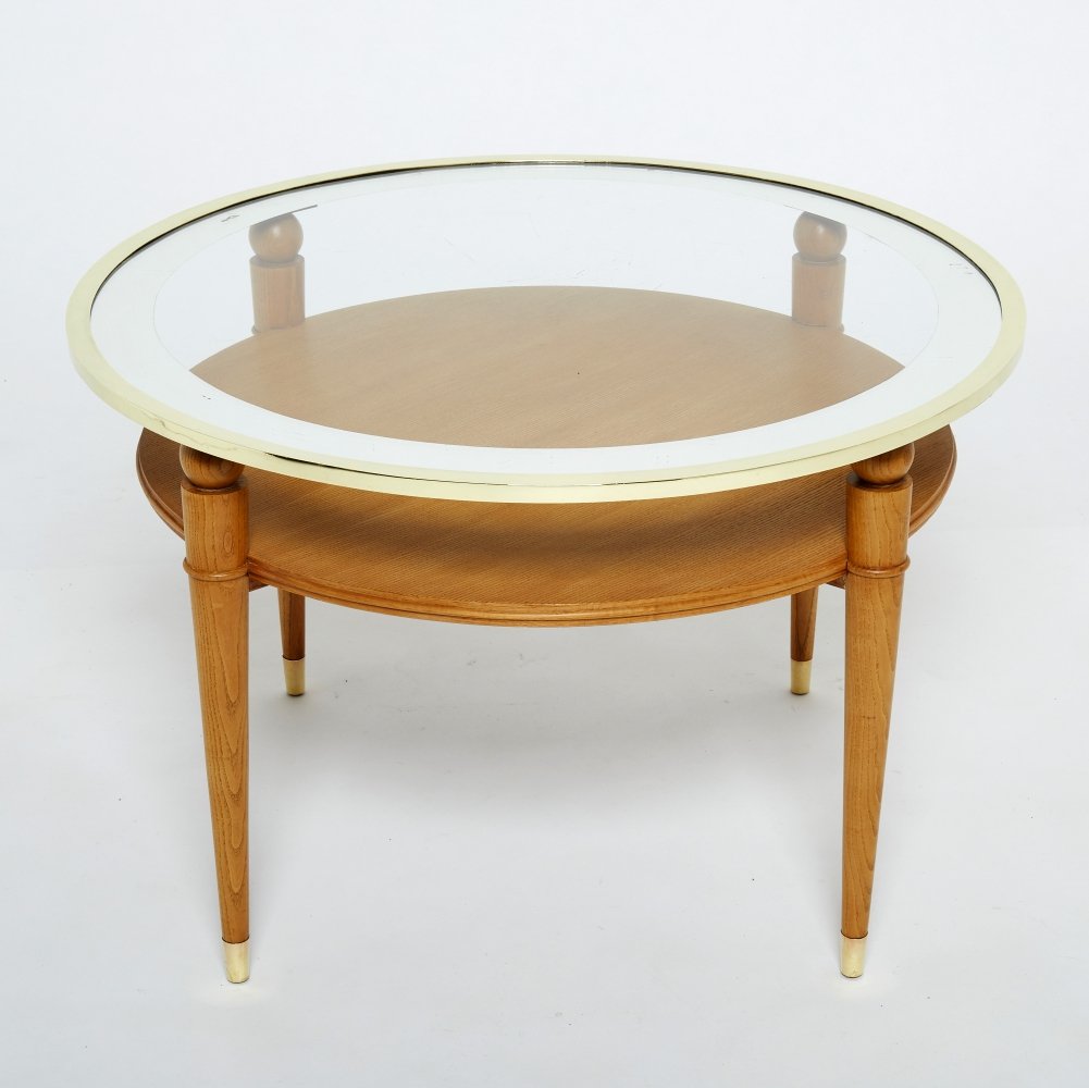 vntg_design's tweet card. Sold: Art Deco ash wood brass neoclassical gueridon side table, 1940s | #215172