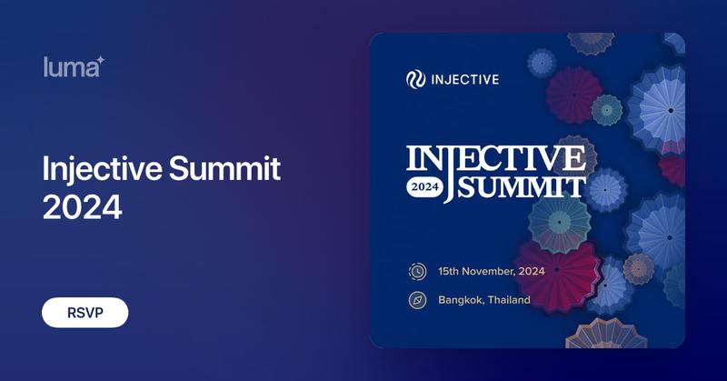 injective's tweet card. Welcome to Injective Summit 2024! Step into the future of blockchain at Injective Summit 2024, where we're not just discussing the next wave of Web3…