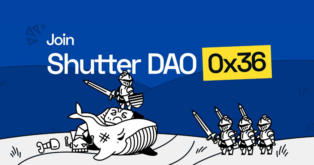 ShutterNetwork's tweet card. Explore Shutter DAO 0x36, a decentralized onchain organization funding ecosystem grants, electing Keypers, and governing through the SHU token across multiple chains.