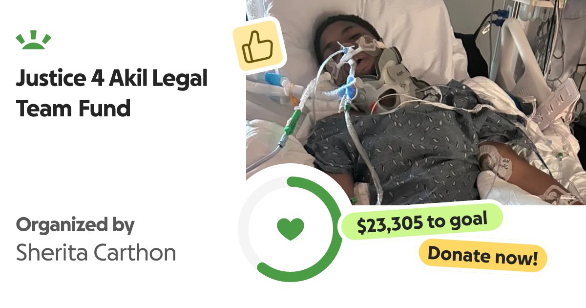 r_figiii's tweet card. Our beloved Akil’s life has been forever changed by violence and injustice. Once full … Sherita Carthon needs your support for Justice 4 Akil Legal Team Fund
