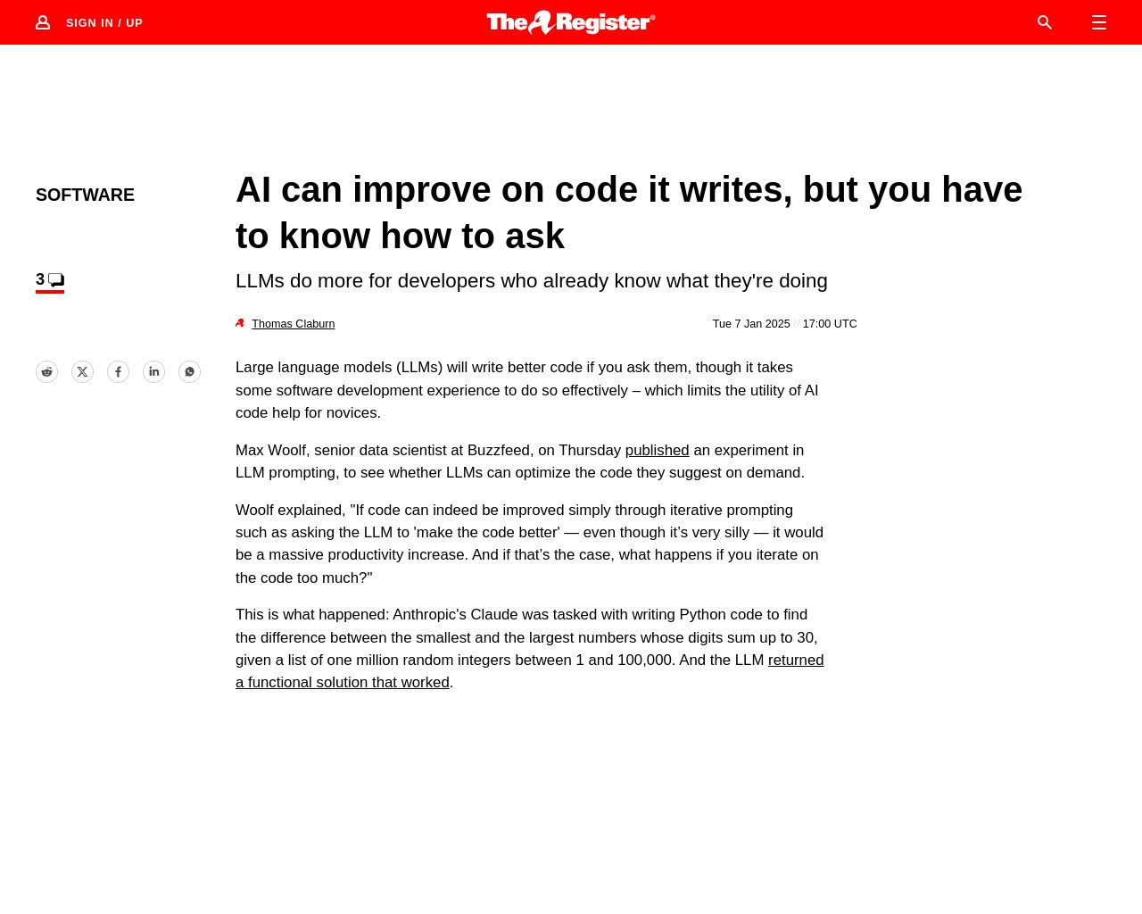 managetech_inc's tweet card. 要約： 大規模言語モデル（LLM）は、要求すればより良いコードを書くが、それにはソフトウェア開発経験が必要。