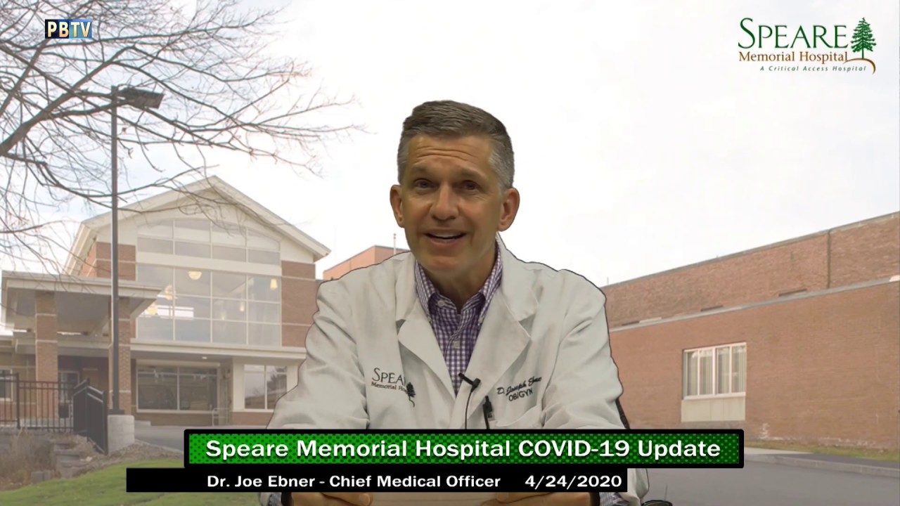SpeareHospital's tweet card. Speare Memorial Hospital COVID-19 Update 4/24/20