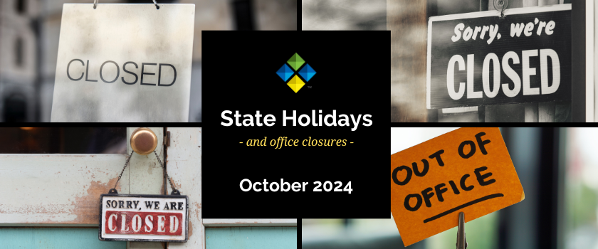 CLASINFO's tweet card. A list of October 2024 State Holidays and Office Closures.