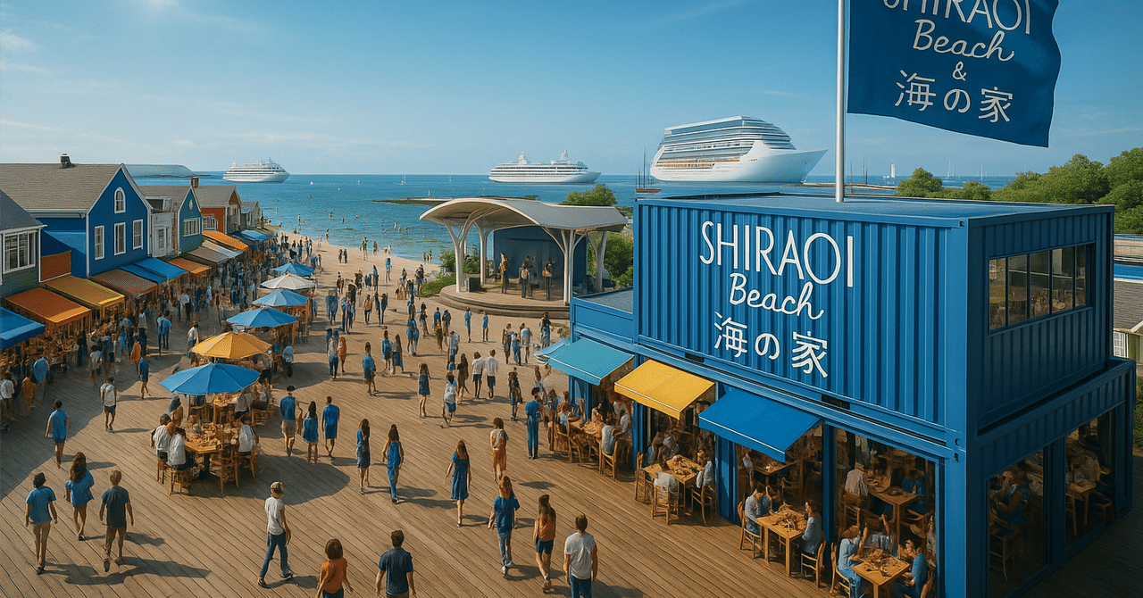 natsuko_PR's tweet card. 北海道白老町の太平洋沿岸にある港で、今年も「海の家」が立ち上がります。といっても、ただの夏のイベントではありません。 このプロジェクトは、地域の“顔”のひとつとして、未来の拠点を作り出していくための“実証実験”です。 ここでは5月9日、10日の2日間にわたって開催したキックオフミーティング（開催説明会）の資料と合わせて、背景とビジョン、これからの計画を公開します。 1. なぜ“海の家”なのか？...