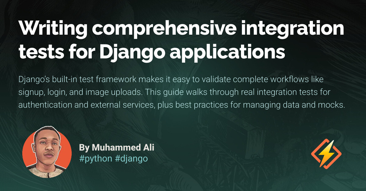 Mvhammedali's tweet card. Learn how to write Django integration tests for user authentication, workflows, and external services like Cloudinary.