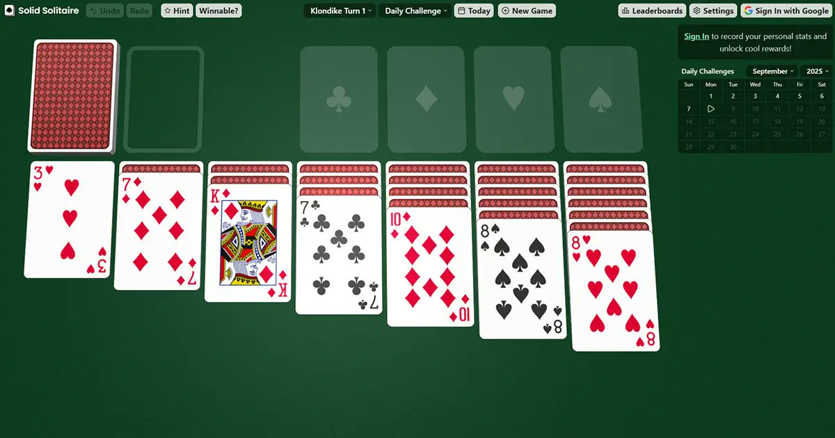 chanons's tweet card. Play the BEST Classic Solitaire game online! Features guaranteed winnable games, AI hints, daily challenges, and soothing 3D card animations!