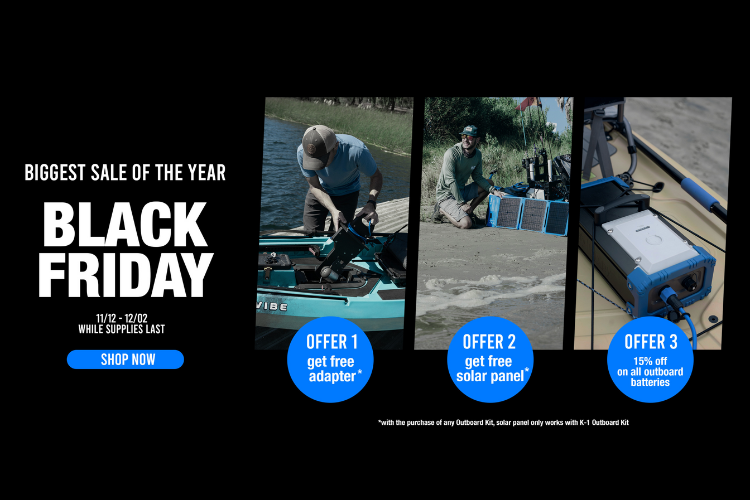 bixpy's tweet card. With Amazing Deals from Nov 12-Dec 2 on Outboard Motors, Brand Bundles, and Batteries, Shop Now!