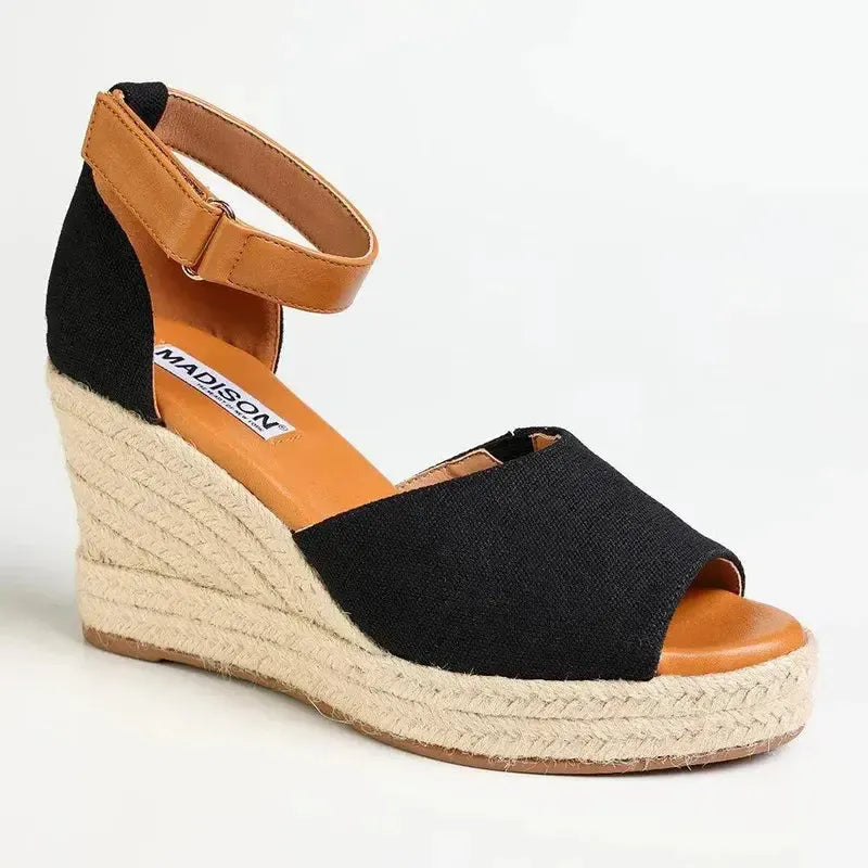 ShoeBoxSA's tweet card. Buy the Madison Laura 2 Full Vamp Espadrille Wedge Sandal - Black online. Elevate your warm-weather wardrobe with these stylish wedge espadrille sandals.