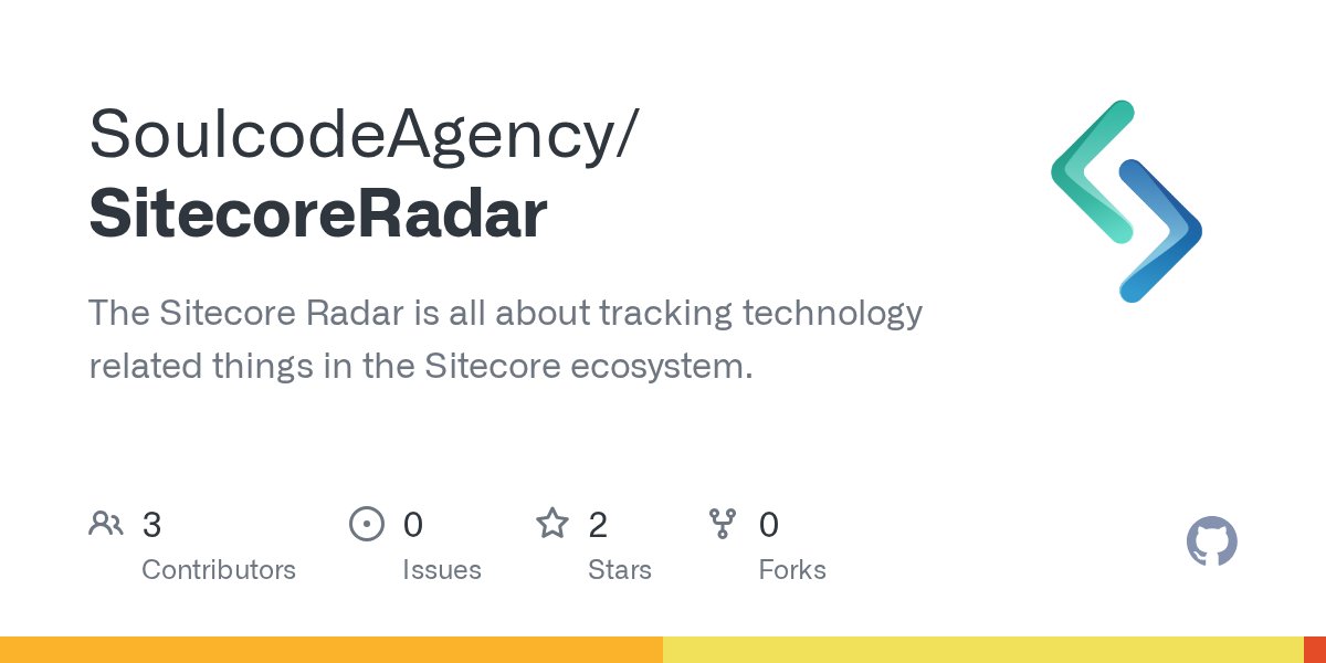 retohugi's tweet card. The Sitecore Radar is all about tracking technology related things in the Sitecore ecosystem. - GitHub - SoulcodeAgency/SitecoreRadar: The Sitecore Radar is all about tracking technology related t...