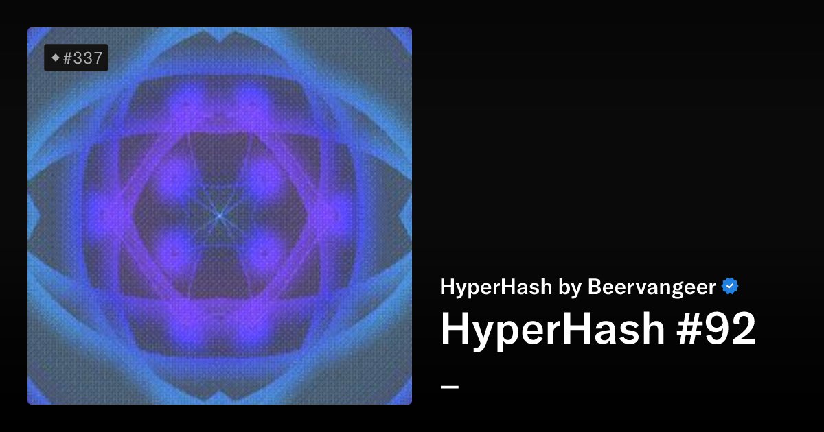NFT_WhaleAlert's tweet card. Art Blocks Collection: Curated Heritage Art Blocks Collection: Curated series 2 Project Description: HyperHash explores the possibilities of representing abstract data on Ethereum as intuitive color...