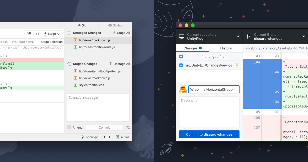 github's tweet card. Today’s a big day for desktops everywhere. We’re making the GitHub experience better beyond the browser with two releases—a new release of Atom with Git and GitHub Integration and the…