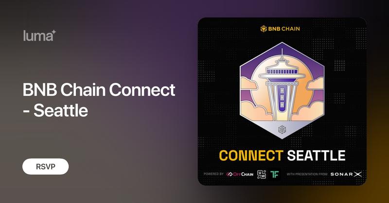 BNBCHAIN's tweet card. Join BNB Chain for an exciting offline meetup in downtown Seattle, powered by Offchain, TF Labs, and UW Blockchain! Discover the robust builder resources…