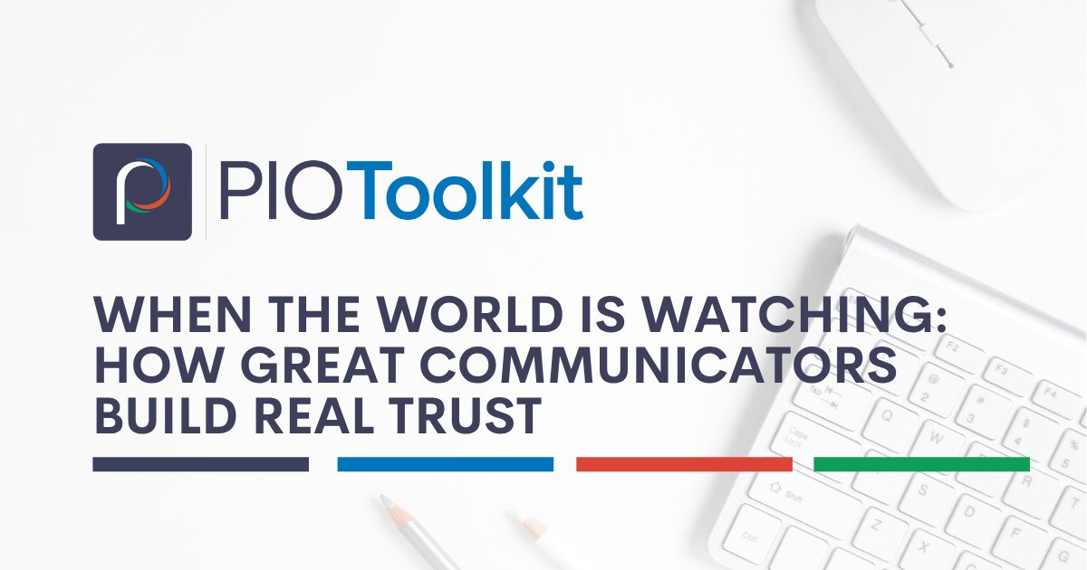 piotoolkit's tweet card. Strategies for authentic storytelling, genuine engagement, and credible responses in the public sector