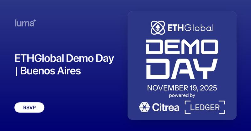 mcpaytech's tweet card. ETHGlobal Demo Day celebrates the builders who started at hackathons — and kept building. Join us for a one-day showcase of 10 standout teams from this year…