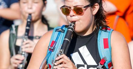 ManhassetStands's tweet card. The beat is going on again this year as all area school bands head back to their fields for practice, marching with their instruments in the heat.