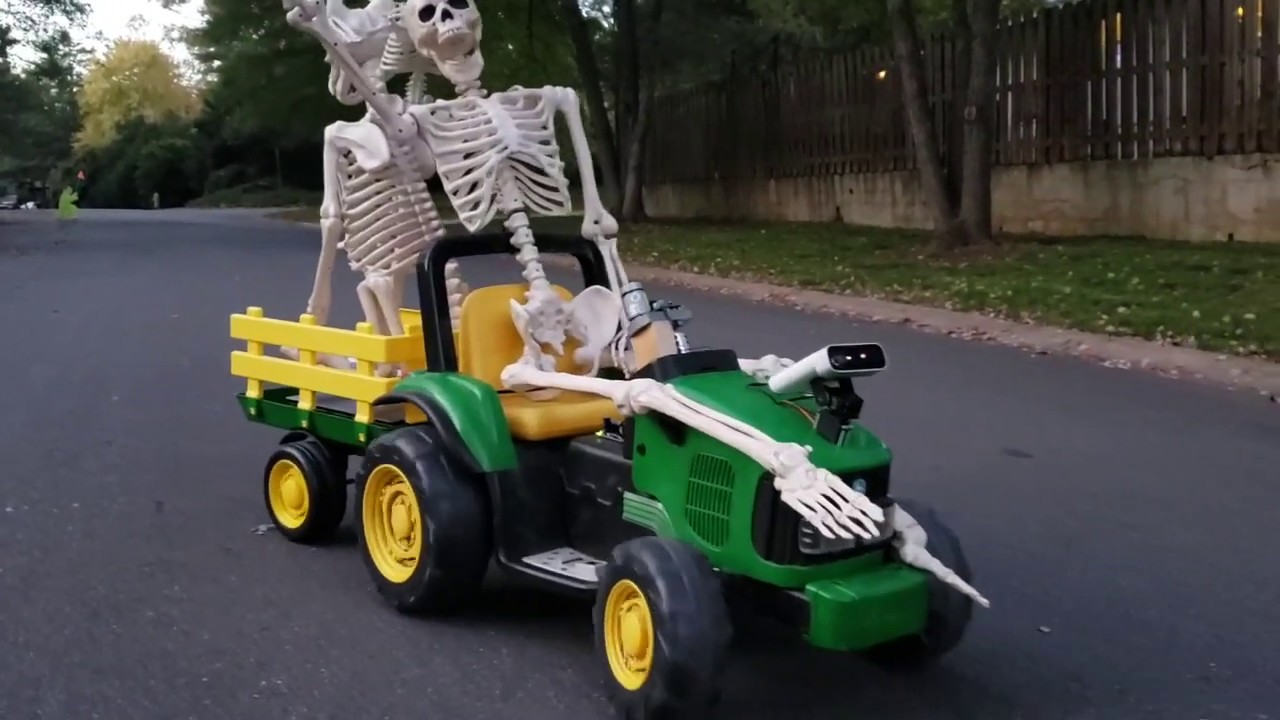 LogicalDan's tweet card. Autonomous Halloween Scare Tractor