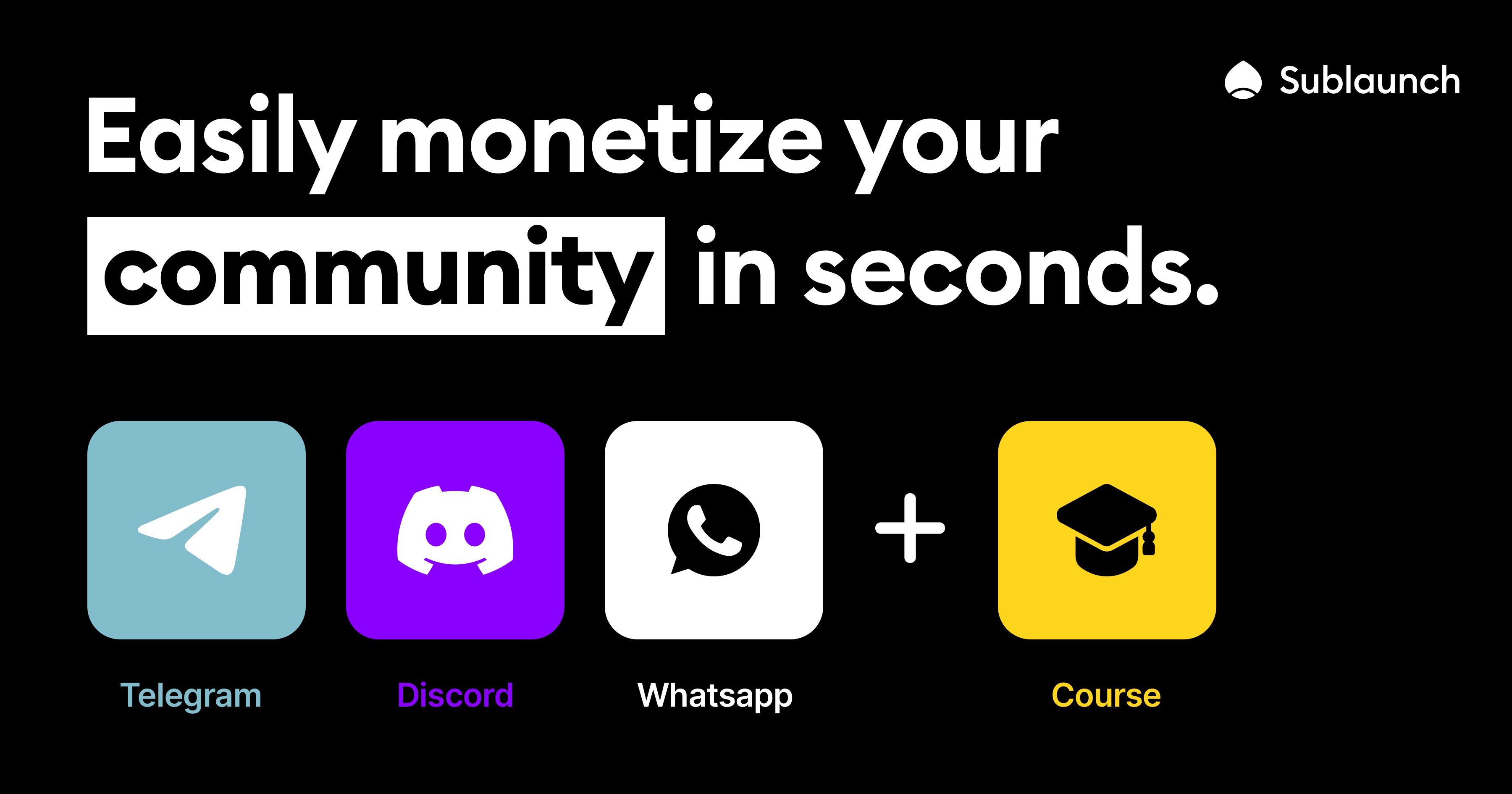 SublaunchBets's tweet card. Sublaunch makes it possible to launch your paid Telegram, Whatsapp, Discord and online courses, to generate consistent income. Manage access, pages, subscriptions, payments, affiliates, emails — all...