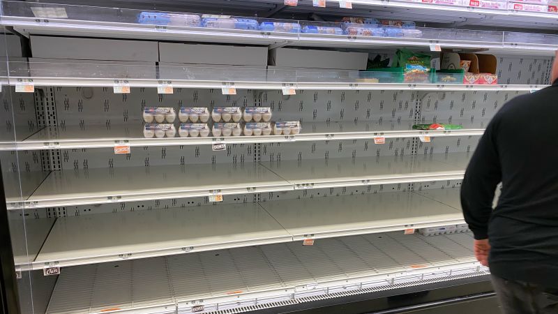 CNN's tweet card. Americans are stockpiling eggs during the coronavirus crisis as they cook more meals at home. That’s leading to supply shortages and a spike in prices at some supermarkets.
