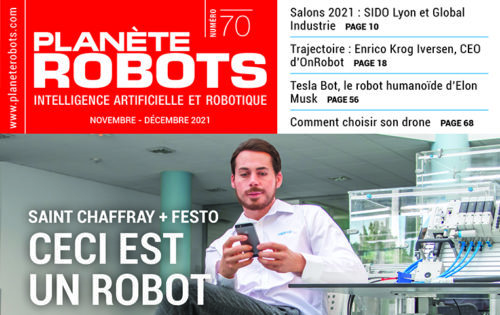 planeterobots's tweet card. Planète Robots paraît ce mercredi 10 novembre ! SIDO et Global Industrie à l'honneur ! Et notre dossier sur les capteurs, sens des robots !