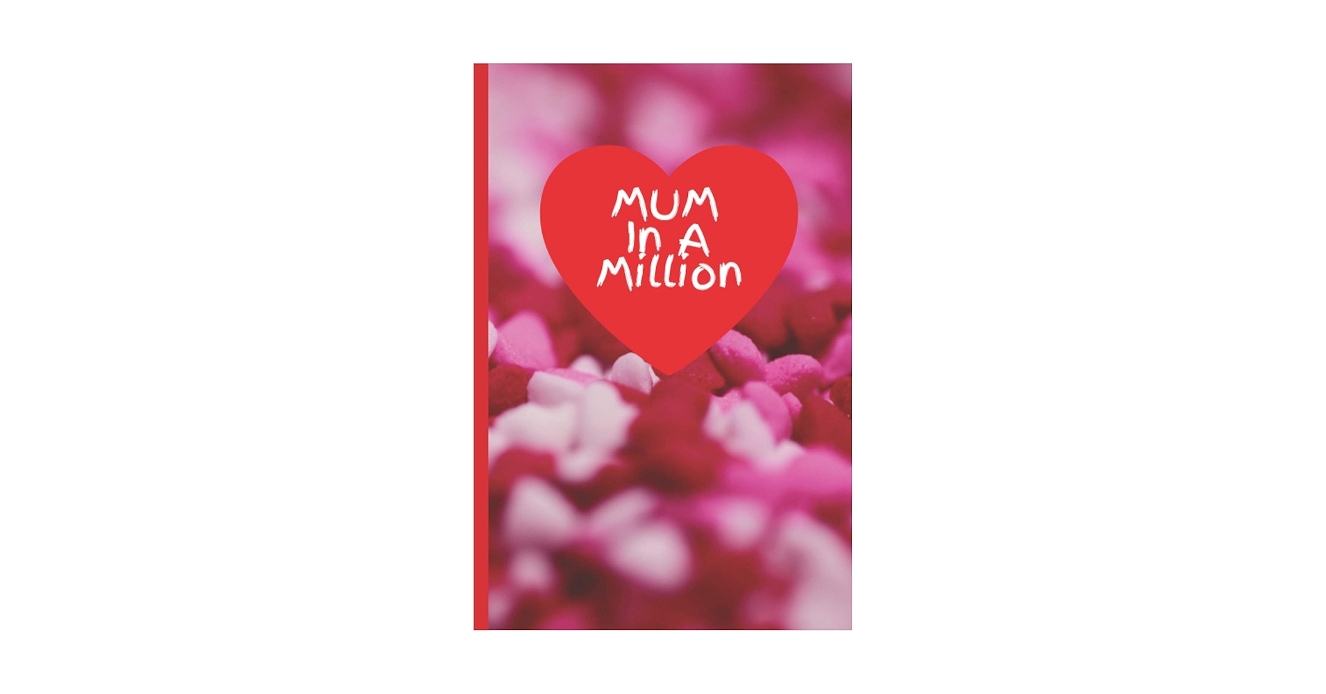 AmandaACardiff's tweet card. Mum in a Million 'hearts design' notebook journal, 120 pages, wide ruled, paperback. 6 x 9 in.