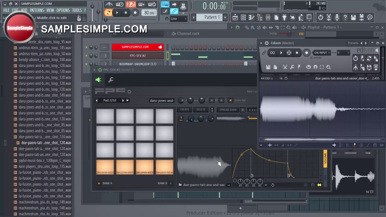 SampleSimple's tweet card. How To Make Sampled Beats in FL Studio FPC-based (Boombap FLP with...