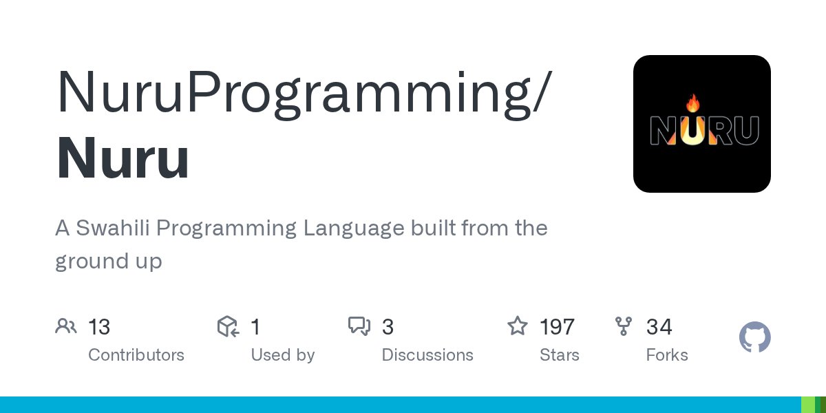 AviTheDev's tweet card. A Swahili Programming Language built from the ground up - NuruProgramming/Nuru