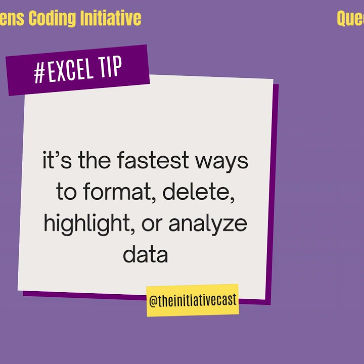 QueensCoding's tweet card. Checkout #todaystip for #excel #exceltips #theinitiativecast