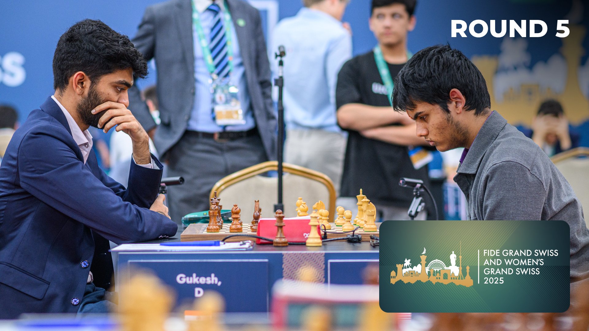 chess24com's tweet card. 16-year-old Abhimanyu Mishra beat World Champion Gukesh Dommaraju in Round 5 of the 2025 FIDE Grand Swiss, becoming the youngest player ever to defeat a reigning champion in a classical game.