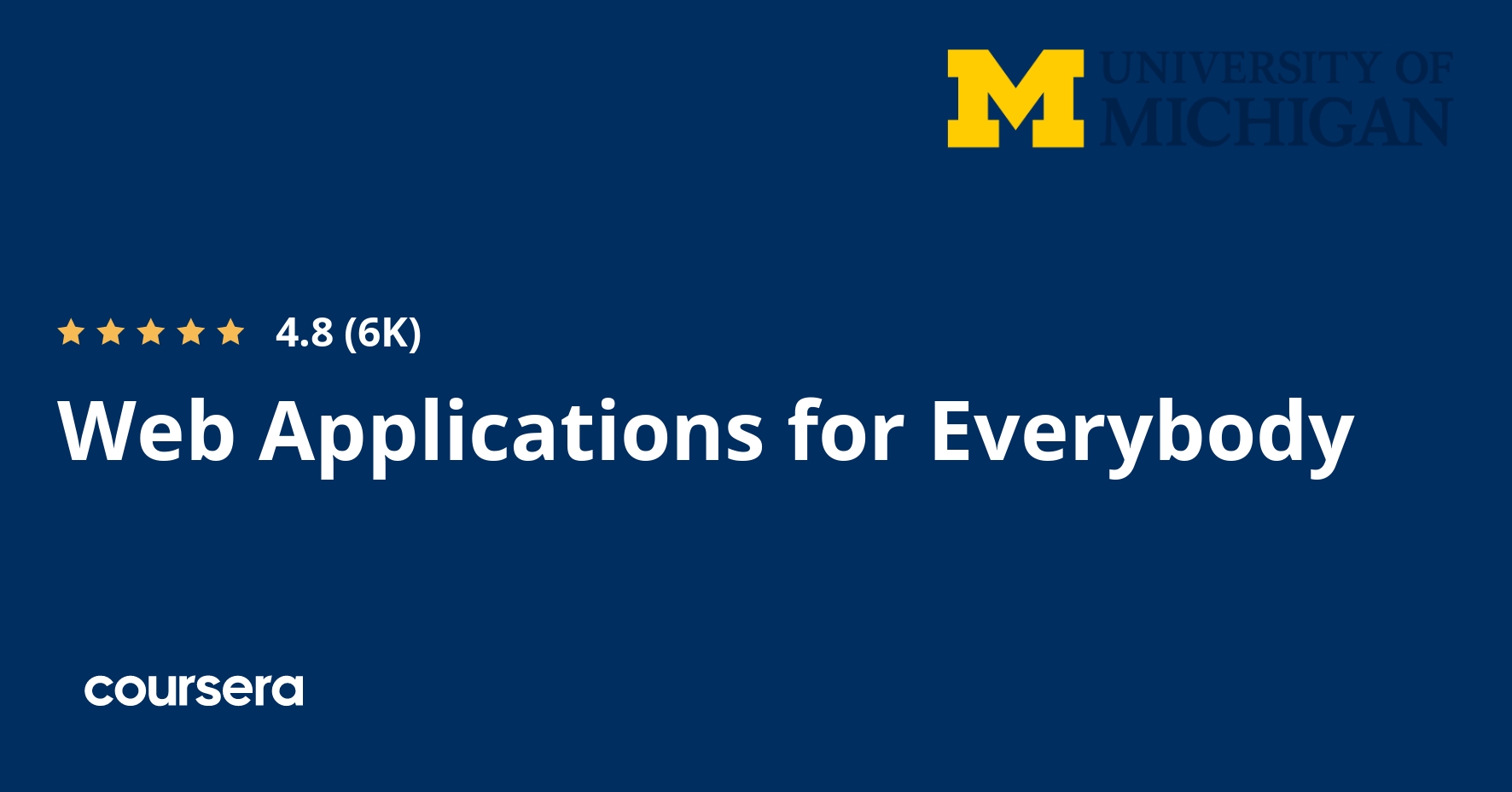 tobiadeboyeh's tweet card. Offered by University of Michigan. Build dynamic ... Enroll for free.