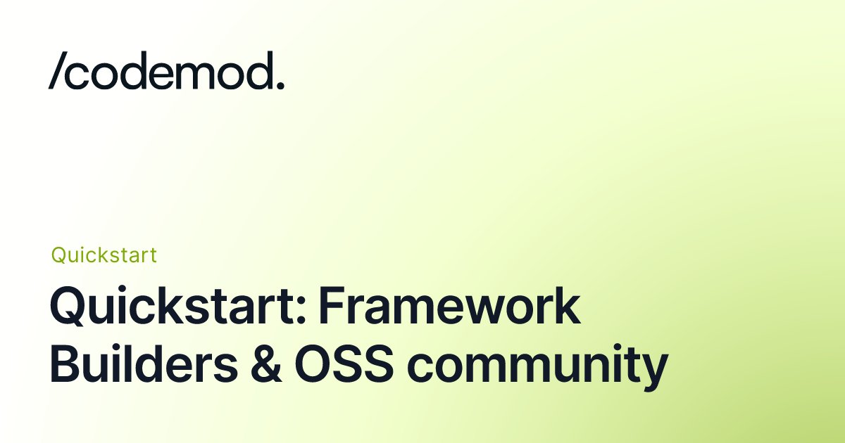 alex__bit's tweet card. Quickstart: Framework Builders & OSS community - Codemod.com