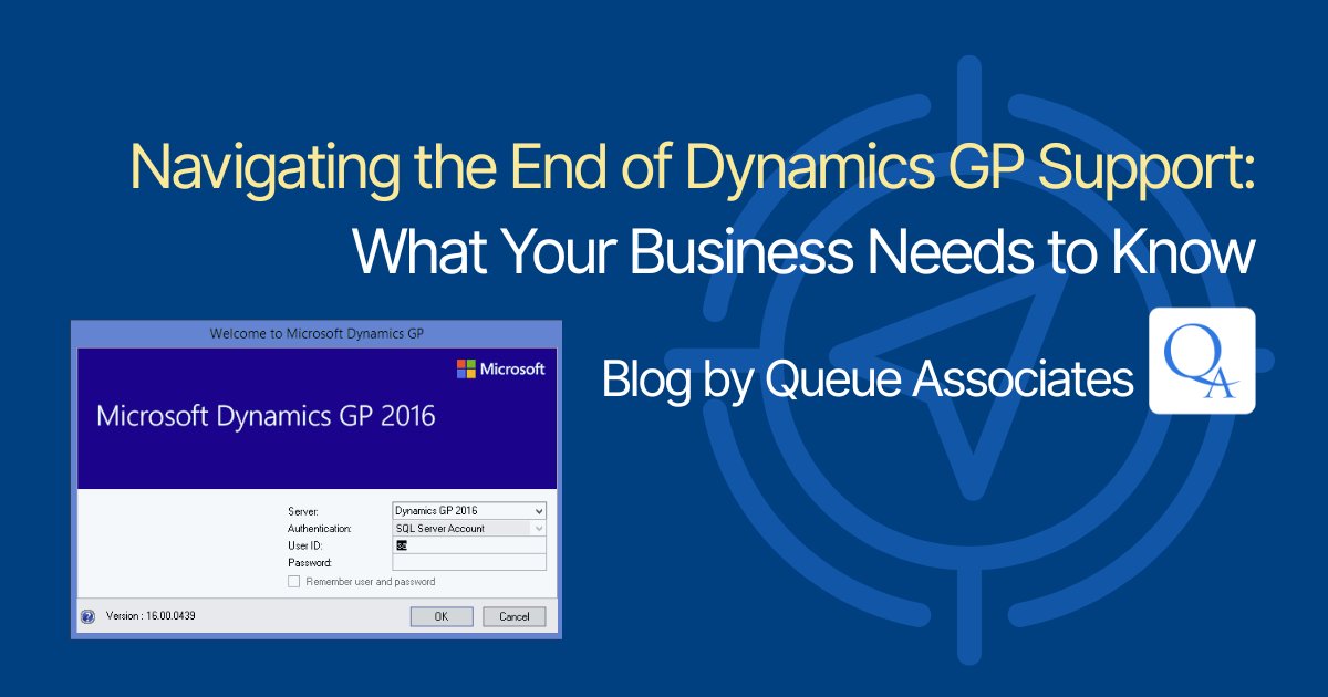 QueueAssociates's tweet card. Microsoft has confirmed the official end of support for Dynamics GP, marking a pivotal transition for businesses that have relied on the platform for years.