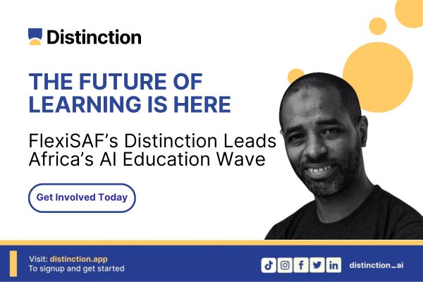 getDistinction's tweet card. After transforming how over 2 million students learn, FlexiSAF is taking a bold step with Distinction, an AI-powered platform that helps teachers create courses in minutes and gives students a...